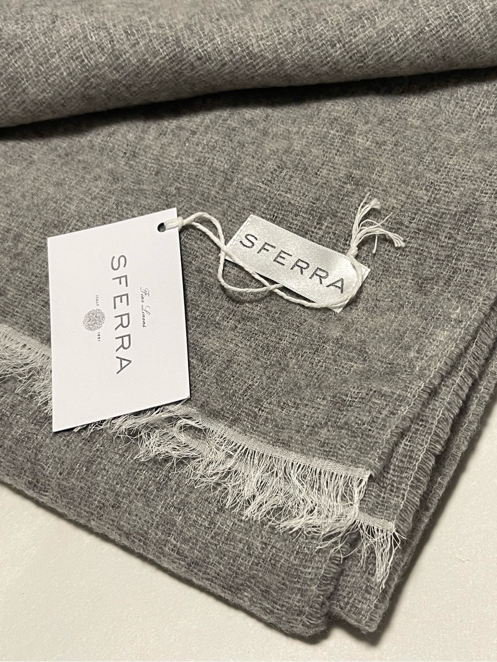 SFERRA Monterosa Grey Cashmere Wool Blend Soft Throw 13x79” Italy NEW $450